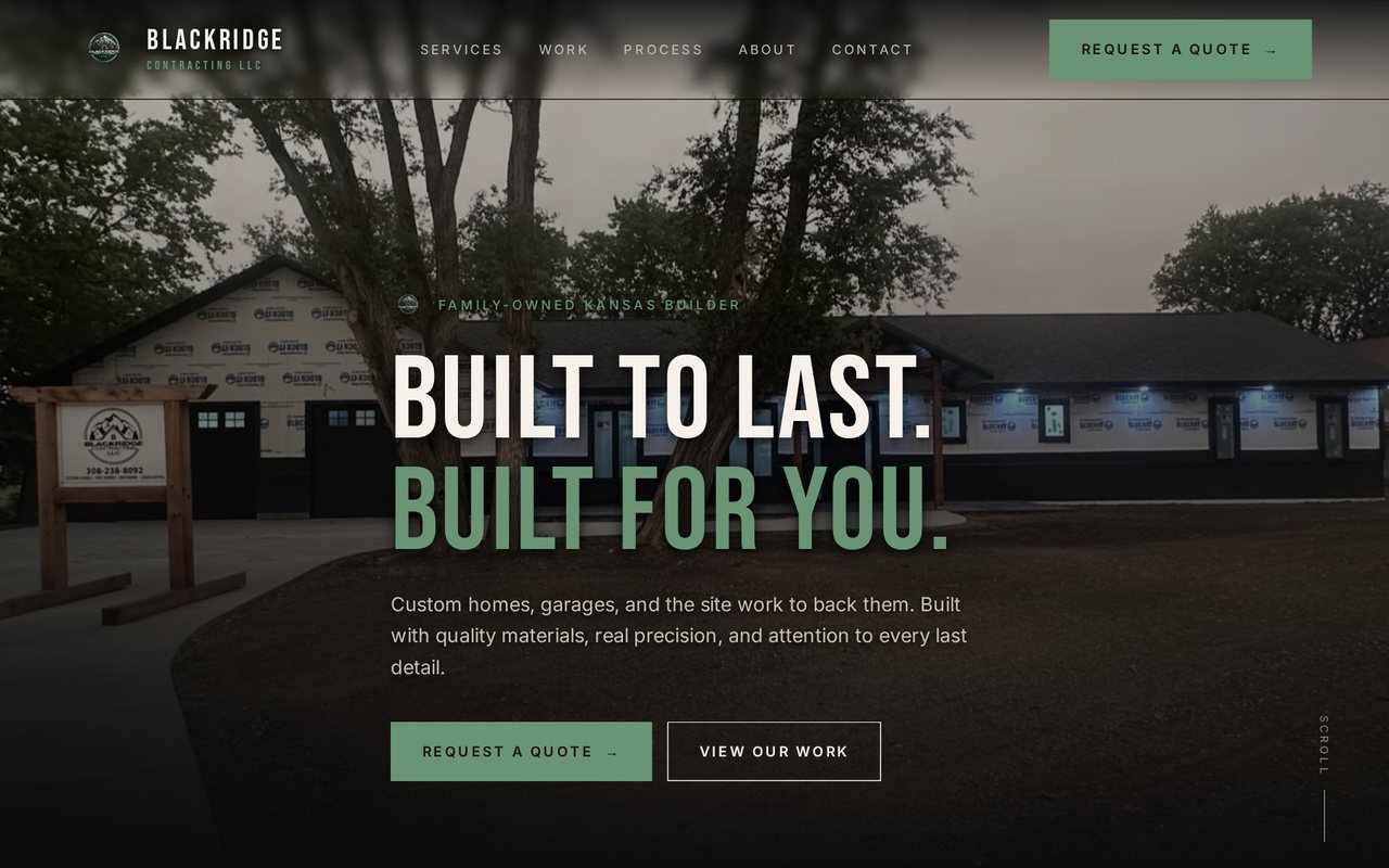 Blackridge Contracting website built by Iron Sharp Media